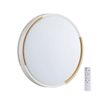 Cветильник 40*6,5 см, LED 48W, 3000-6000 К, IP43, белый/золотистый, пластик Sonex Velio, 7612/DL