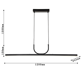 Подвесная люстра Favourite Raya 4096-2P, L1200*W45*H150/1650, каркас черного цвета, белый акриловый рассеиватель