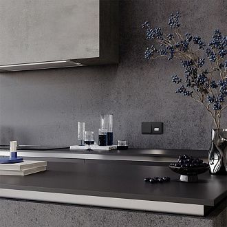 Выключатель встраиваемый Voltum S70 одноклавишный 10А, черный матовый пластик Soft touch VLS010108