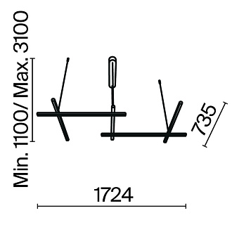 Подвесной светильник 121,4*54,3*310 см, LED, 80W, 3000К, Maytoni Radiance MOD278PL-L86G3K1 золото матовое