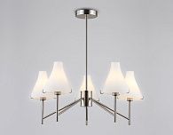 Люстра со стеклянными плафонами на штанге **59- см, 5*E14*40W, K, Ambrella Light High Light LH57123, никель