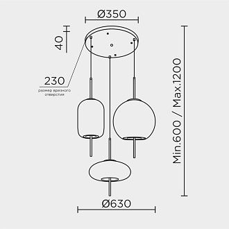 Подвесной светильник 63*63*180 см, LED 31W, 4000K, Бронза MODELUX ML.375.630