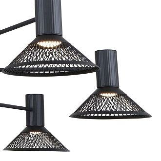 Подвесная люстра 77*50-140 см, 6*LED, 6W, 3000K, F-Promo Metrics 4623-6P, черный матовый