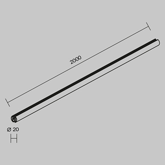 Шинопровод накладной/подвесной для трековых светильников 200*2*2 см, Maytoni Technical  Busbar trunkings Levity TRX184-R-112B черный