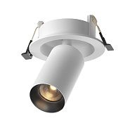 Встраиваемый светильник 12 8 см, LED*7W, 2700K, Maytoni FOCUS LED 50° C071CL-7W2.7K-WB, Белочерный, вр 8,5 см