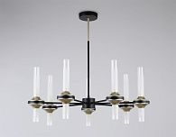 Люстра со стеклянными плафонами на штанге **69- см, 14*G9*30W, K, Ambrella Light High Light LH55353, черный, золото