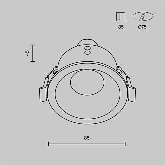 Встраиваемый светильник *8,5*-4,5 см, 1*GU10*10W, Maytoni Technical Zoom DL032-2-01B-1(N), Черный