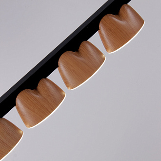 Подвесная люстра 135*7*161 см, 48W, Favourite Interline 4266-10P матовый черный, прозрачный акрил с узором, текстура дерева