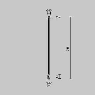 Комплектующие для трековой системы  TRA159C-B1-PT 4,5*2,9*-74,5 см, *Maytoni technical Accessories for tracks Flarity TRA159C-B1-PT, Платина