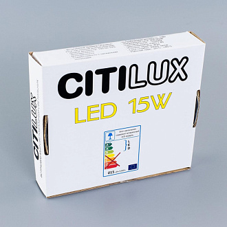 Светильник, 14 см, 15W, 3000К, черный, теплый свет, Citilux Омега CLD50R152, встраиваемый LED, вр 12,5 см