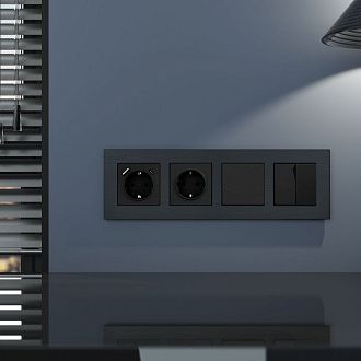 W0043508 Рамка на 4 поста  AluMax, черный алюминий Werkel, 4690389204104