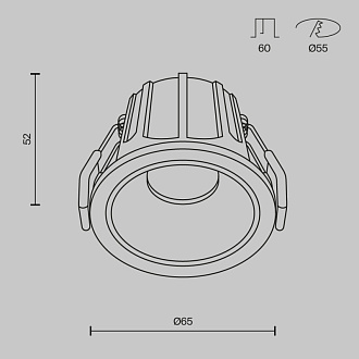 Светильник 7 см, 10W, 3000K, Maytoni Downlight Alfa LED DL043-01-10W3K-RD-WB, белый-черный, вр 5,5 см
