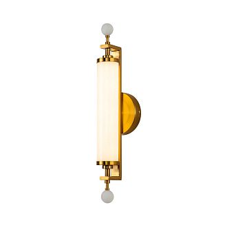Бра Favourite Plunger 3011-2W, D105*W100*H500, латуни, плафон из искусственного белого мрамора, стеклянный декор по краям
