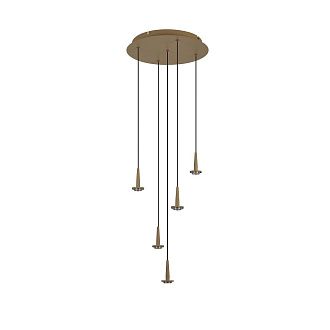 Люстра подвесная 35*200 см, 5*LED*5W, 3000K, Mantra Andromeda MAN8932, золотой
