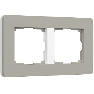 W0023067 Рамка на 2 поста Split, дымчатыйбелый, soft-touch Werkel, 4690389206061