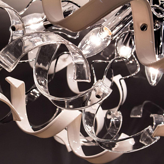 Потолочная люстра Citilux Рандом CL222161, диаметр 70 см, стекло белое/прозрачное