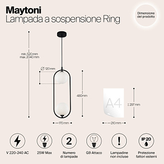 Подвесной светильник Maytoni Ring MOD013PL-02B, черный