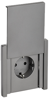 Розетка с з/к/ш с кр. в/к 16А IP44 FP521 стальной IEK FORTE&PIANO, FP-R16-16-44-K46