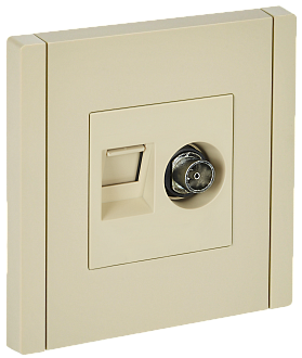 Розетка двойная TV+RJ45 кат.6 FP437 ваниль IEK FORTE&PIANO, FP-AK20-2-K10