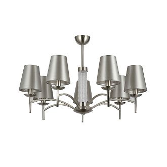 Люстра F-Promo Velum 2906-7P, D800*H520, никеля, плафоны из серой атласной ткани, декоративный стеклянный элемент