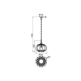 Подвесной светильник  35*155 см, 1*E27 коричневый, бронза Vele Luce Helen VL4266P21