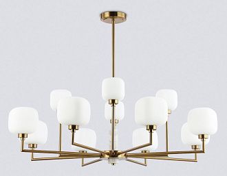 Люстра на штанге с мрамором **32,5-68 см, 12*G9*40W, K, Ambrella Light High Light LH53019, латунь