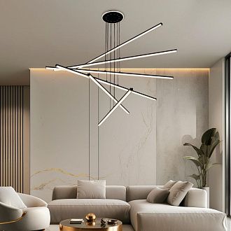 Люстра подвесная 120*21-130 см, LED 200W, 3000-5500K, 18000Lm, 27 м2 Citilux Trent CL203761  с пультом черный матовый