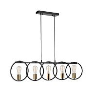 Подвесной светильник 24*106*106 см, 5*E27 черный, золото Vele Luce Liberty VL6302P05