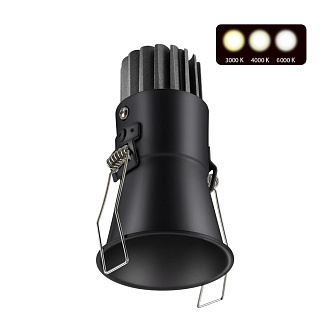 LED светильник 6 см, 7W, 3000-6000K, Novotech Lang 358907, черный, вр 5 см