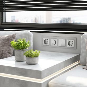 W0043106 Рамка на 4 поста Senso, серебряный, стекло soft-touch Werkel, 4690389200489