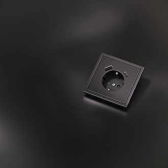 Накладка для розетки с заземлением и защитными шторками, с USB A+C, S70 Metal, антрацит Voltum VLSM001012
