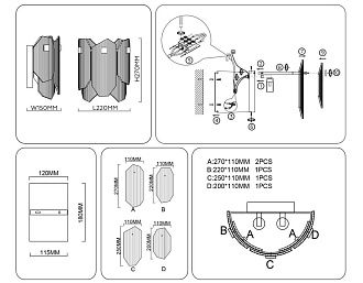 Бра 22*15*27- см, 2*E14*40W, K, Ambrella Light High Light LH31257, латунь