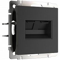 W1182208 Розетка двойная Ethernet RJ-45, черный матовый Werkel, 4690389157004
