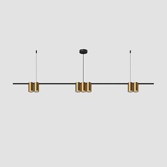 Подвесной светильник 150*5,6*208,9 см, 7*GU10, 105W, Denkirs Orbit DK4063-BK+SG черный