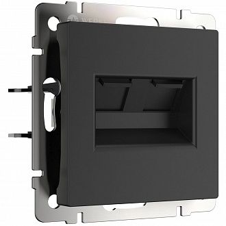 W1182208 Розетка двойная Ethernet RJ-45, черный матовый Werkel, 4690389157004