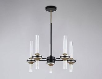 Люстра со стеклянными плафонами на штанге **69- см, 10*G9*30W, K, Ambrella Light High Light LH55351, черный, золото