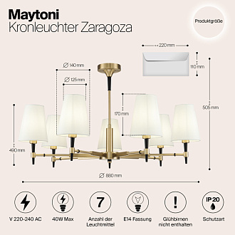 Подвесная люстра Maytoni Zaragoza H001CL-07BS, латунь, диаметр 88см