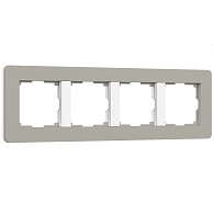 W0043067 Рамка на 4 поста Split, дымчатыйбелый, soft-touch Werkel, 4690389206108