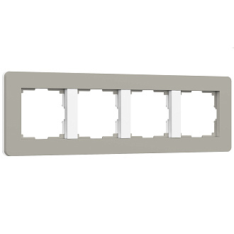 W0043067 Рамка на 4 поста Split, дымчатыйбелый, soft-touch Werkel, 4690389206108