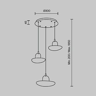 Подвесной светильник 33*33*195 см, LED 24W, 3000 / 6000K, Черный, Золото MODESTYLE MS.2326.3