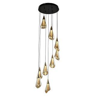 Подвес 40*40*250 см, 9*LED*27W, 4000K Gerhort G52137/9BK+GD AMB, Черный, золотой