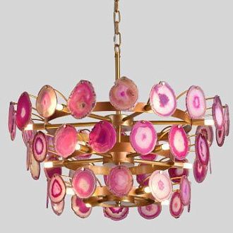 Подвесная люстра Agate Burst Chandelier 3 Round pink D70 70*70*50 см, 15*G9*40W, ImperiumLoft 40.1865.RU.20.LC, Розовый
