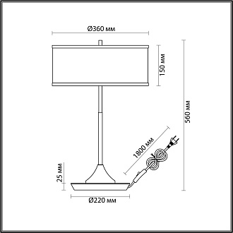 Настольная лампа 36*36*56 см, 2 Е27*10W, Odeon Light Bergi, античная бронза 5064/2T