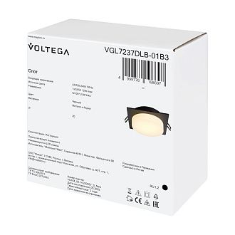 Встраиваемый светильник 10,5*10,5*-4,5 см, 1*GX53*12W Voltega  VGL7237DLB-01B3, Черный