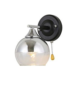 Бра L180 x W130 x H200, мм, 1*40W, CHROME+BLACK (Хром+Черный) Rilon 74539/1W CHROME+BLACK