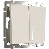W1120162 Выключатель двухклавишный с подсветкой, айвори матовый Werkel, 4690389184673