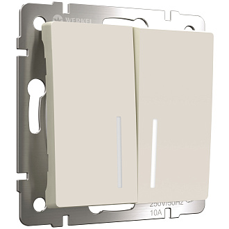 W1120162 Выключатель двухклавишный с подсветкой, айвори матовый Werkel, 4690389184673