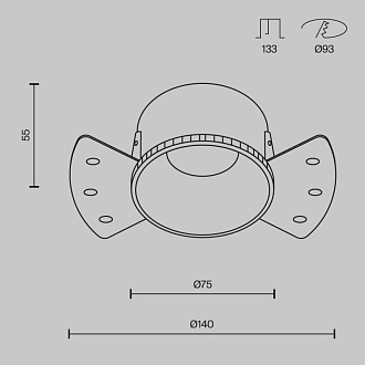 Светильник 14 см, Maytoni Downlight Share DL051-01-GU10-RD-WS, серебро, вр 9,3 см