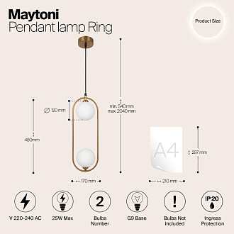 Светильник 12 см, Maytoni Ring MOD013PL-02BS1, латунь