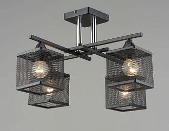 Люстра Ø385 x H270, мм, 4*40W(160W), BK+CH (Черный+Хром) Rilon 5986/4 BK+CH (1)
